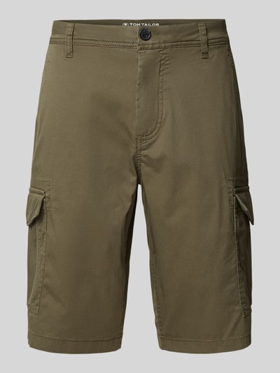 Tom Tailor Regular Fit Cargoshorts aus Baumwoll-Mix Oliv 2