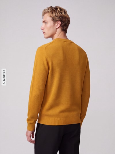 Selected Regular Fit Pullover aus reiner Baumwolle Modell 'DANE' DUNKEL GELB 5