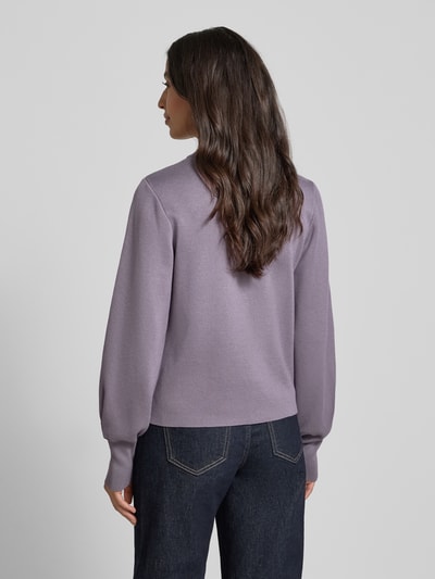 Jake*s Collection Sweter z dzianiny z prążkowanymi wykończeniami Lawendowy 5