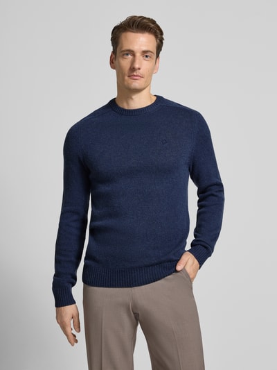 MCNEAL Regular fit gebreide pullover van pure wol Donkerblauw gemêleerd - 4