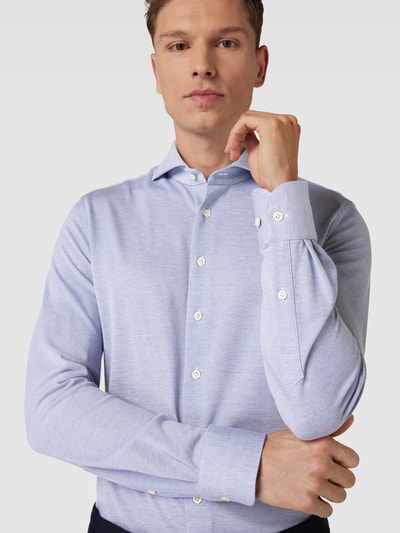 Profuomo Slim fit zakelijk overhemd in gemêleerde look Lichtblauw - 3