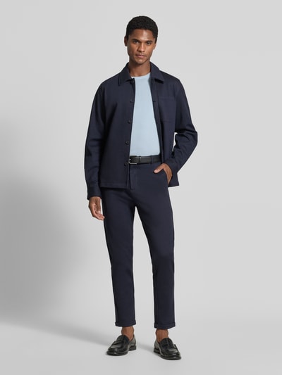 Lindbergh Slim fit stoffen broek met omgeslagen broekspijpen Donkerblauw - 1