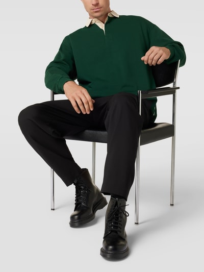 Marc O'Polo Oversized poloshirt met knoopsluiting, model 'Rugby' Flessengroen - 1