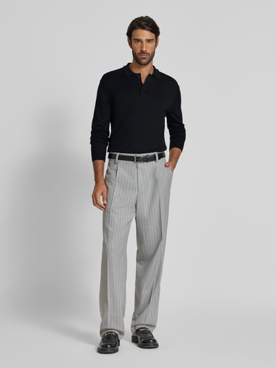 Casual Friday Gebreide pullover met kasjmier en polokraag, model 'FRODE' Zwart - 1