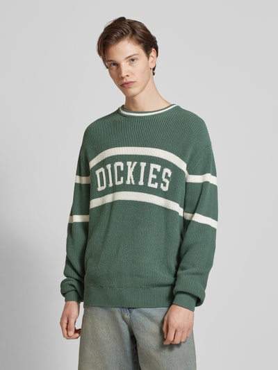 Dickies Gebreide pullover met labelstitching, model 'MELVERN' Donkergroen - 4