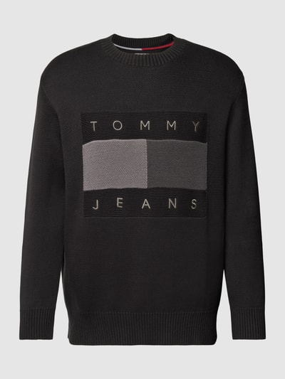 Tommy Jeans Strickpullover mit Label-Statement Modell 'TONAL FLAG' Black 2