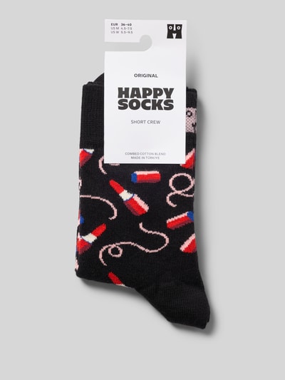 Produktfoto, Socken mit Label-Detail von Happy Socks im Allover-Motiv-Print, elastische Rippbündchen, stretchiger Baumwoll-Mix