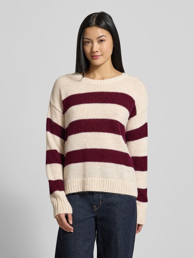 Milano Italy Sweter z dzianiny z okrągłym dekoltem Ciemnoczerwony 4