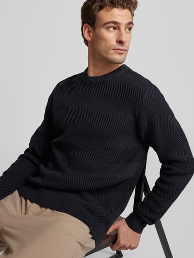 Casual Friday Strickpullover mit Strukturmuster Modell 'Karl' Marine 3