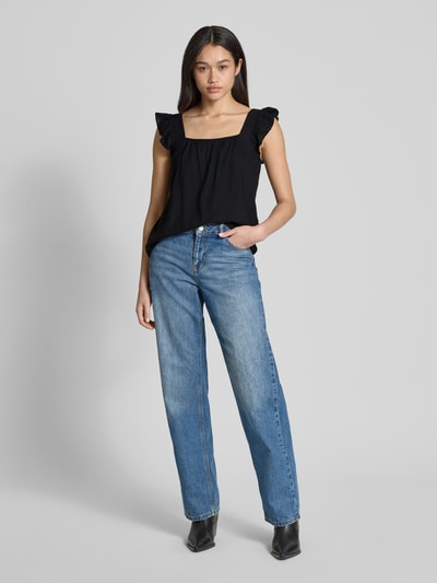 Pieces Relaxed Fit Top aus Viskose-Leinen-Mix Modell 'PIA' Black 1