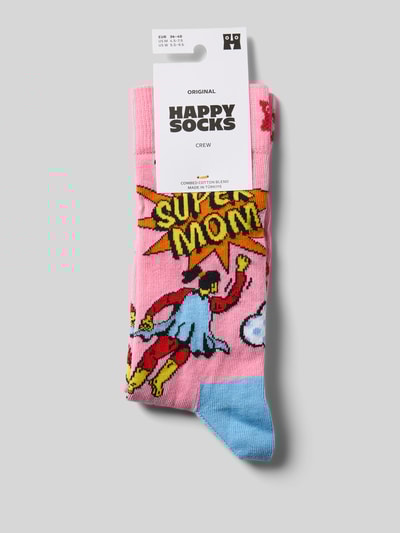 Happy Socks Socken mit Motiv-Stitching Modell 'Flying Super Mom' Rosa 3