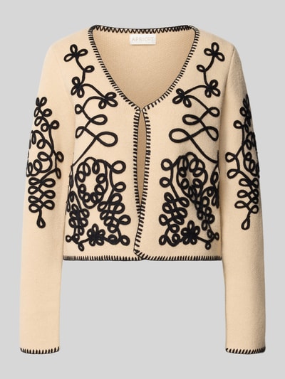 Produktfoto, Strickjacke im Allover-Look mit Hakenverschluss von Apricot, krój regular fit, wzór allover, dekolt w szpic, długość tyłu w rozmiarze S: 29 cm, długość rękawa w rozmiarze S: 63 cm