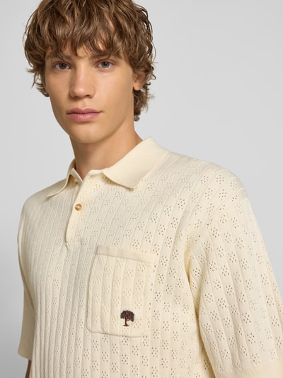 BLKVIS Relaxed Fit Poloshirt mit Pointelle-Muster Offwhite 3