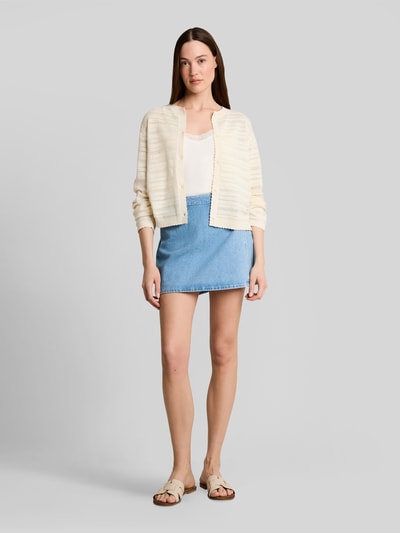 Tom Tailor Denim slim fit top van katoenmix Offwhite - 1