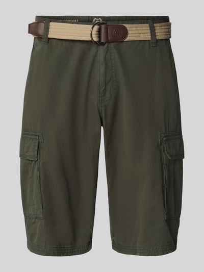 Lerros Korte regular fit cargobroek met riem Olijfgroen - 2