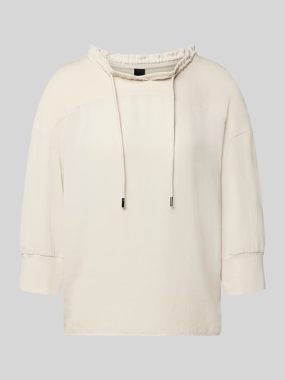 Produktfoto, Relaxed Fit Sweatshirt mit Tunnelzug von Marc Cain in Creme mit Stehkragen, elastischen Ärmelabschlüssen, Halbarm, glatte Textur.
