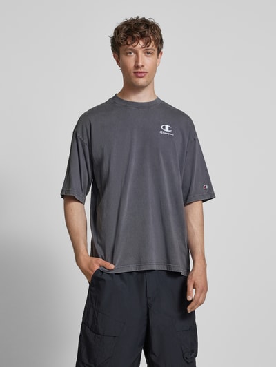 CHAMPION Relaxed Fit T-Shirt mit Label-Stitching Anthrazit 4