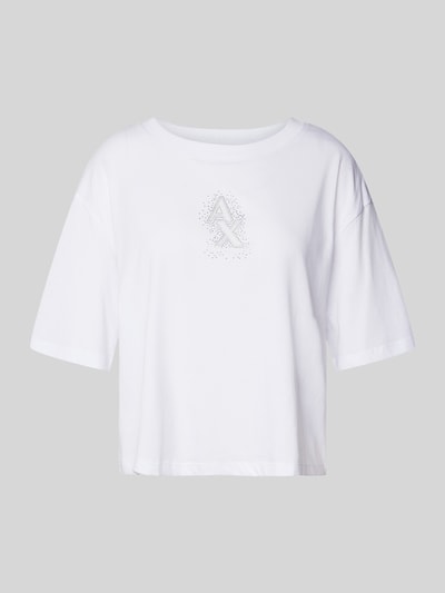 ARMANI EXCHANGE Cropped T-Shirt mit Label-Print Weiss 2