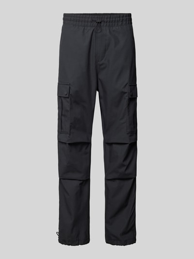 HUGO Regular Fit Cargohose Raffungen Modell 'Geo' Black 2