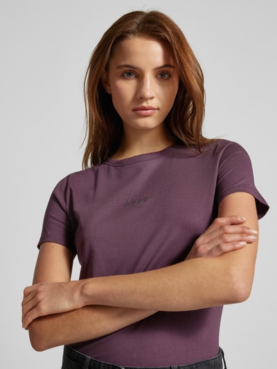 BOSS Orange T-shirt met labeldetail Aubergine - 3