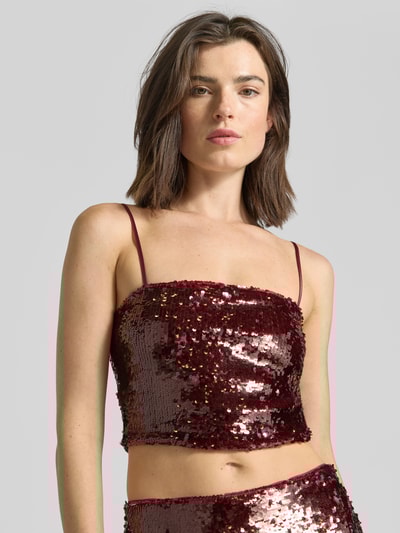 Jake*s Cocktail Slim Fit Crop Top mit Pailletten Kirsche Melange 3