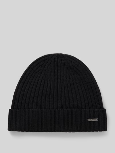 JOOP! Collection Beanie van wol met labeldetail, model 'FRANCIS' Zwart - 1