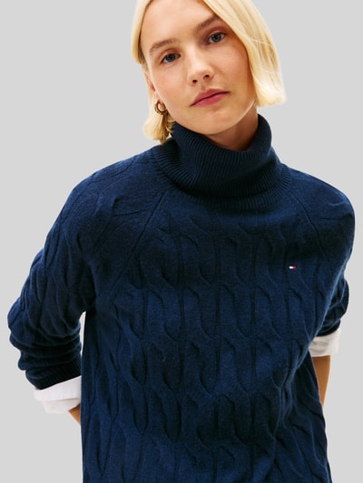 Tommy Hilfiger relaxed fit coltrui van pure wol Marineblauw - 3