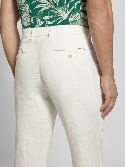 Marc O'Polo Tapered linnen broek met bandplooi, model 'OSBY JOGGER' Offwhite - 3