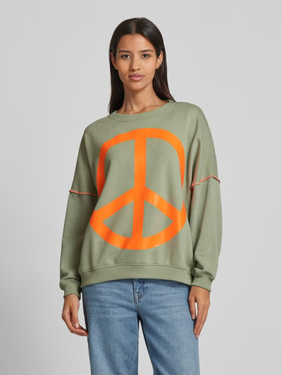 miss goodlife Sweatshirt met ribboorden, model 'Peace' Mintgroen - 4