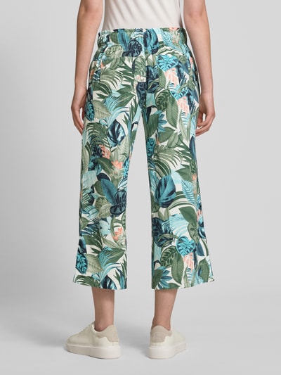 Christian Berg Woman Wide leg linnen broek met elastische band Offwhite - 5