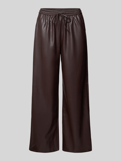 VILLA SOPHIE Wide Fit Stoffhose in Leder-Optik Modell 'Judy' Dunkelbraun 2