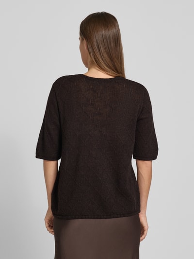 Milano Italy Strickshirt mit Rundhalsausschnitt und 1/2-Arm Schoko 5