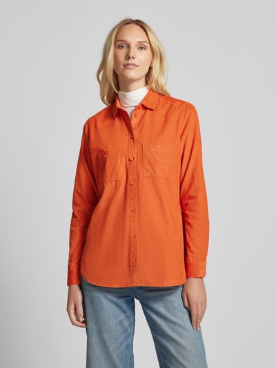 Christian Berg Woman Regular fit corduroy blouse met borstzakken Terracotta - 4