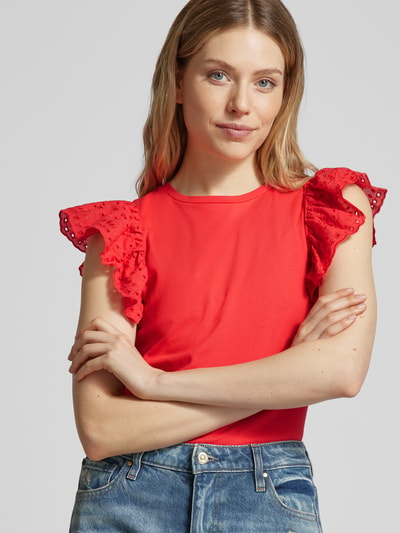 Vila T-Shirt mit Volants Modell 'Viredda' Rot 3