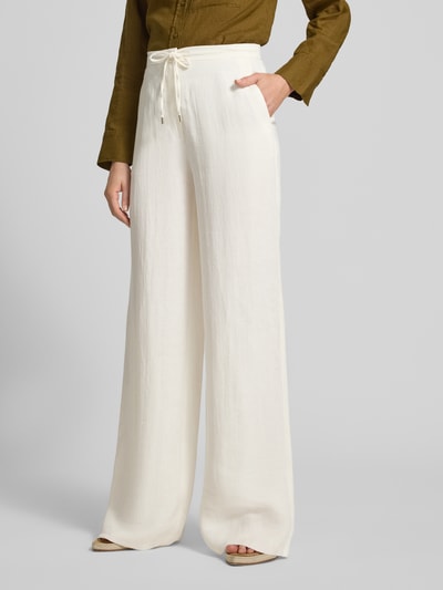 Max Mara Studio Relaxed Fit Leinenhose mit Allover-Muster Modell 'FONTE' Offwhite 4