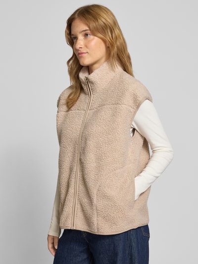 Pieces Comfort fit gilet van teddybont met opstaande kraag, model 'SADIA' Beige - 3