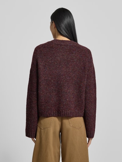 VERO MODA Regular fit gebreide pullover met wol, model 'INGRID' Bordeaux gemêleerd - 5