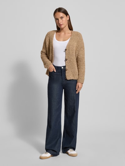 ZABAIONE Strickjacke mit V-Ausschnitt Modell 'So44fia' Taupe 1