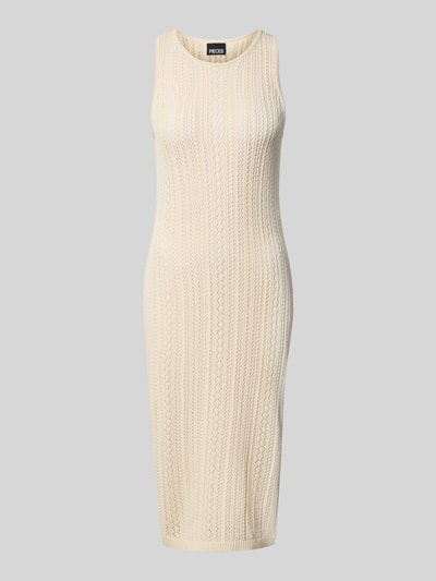 Pieces Loose Fit Strickkleid aus reiner Baumwolle Modell 'NUKA' Beige 2