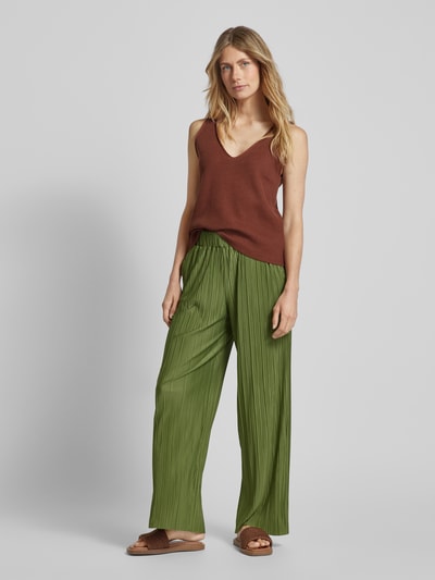 Selected Femme Stoffen broek met plissévouwen, model 'ELLIE' Olijfgroen - 1