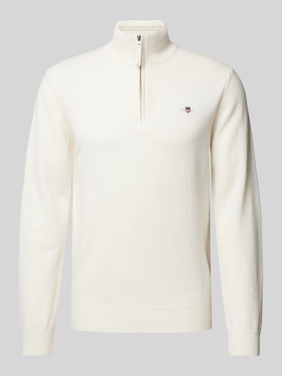 Gant Gebreide pullover met labelstitching, model 'SUPERFINE' Offwhite - 2