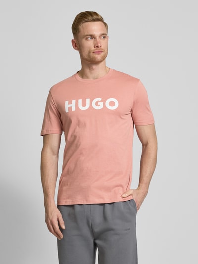 HUGO T-Shirt mit Label-Print Modell 'DULIVIO' Lachs 4