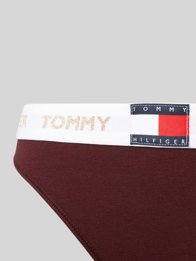 TOMMY HILFIGER String mit elastischem Logo-Bund Bordeaux 2