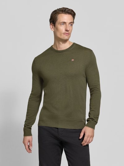 Napapijri sweter z dzianiny Slim Fit z czystej wełny model 'DAMAVAND' Khaki 4