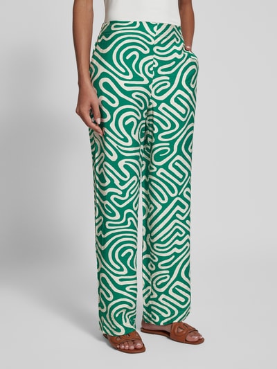 Vero Moda Regular fit brede broek met all-over patroon, model 'VIGDIS' Groen - 4