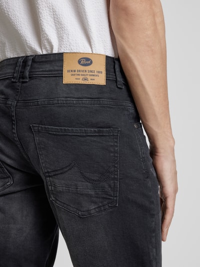 Petrol Korte regular fit jeans in 5-pocketmodel, model 'BULLSEYE' Zwart - 3