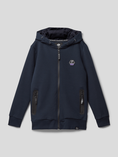 Petrol Sweatjacke mit Label-Applikation Marineblau 1