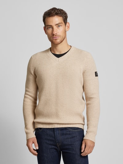 ECOALF Gebreide pullover met V-hals, model 'BOJALF' Offwhite - 4