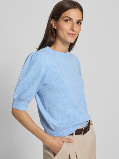Vero Moda Comfort Fit Strickpullover mit Puffärmeln Modell 'DOFFY' Hellblau Melange 3