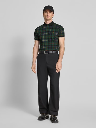Polo Ralph Lauren Custom Slim Fit Poloshirt mit Label-Stitching Dunkelgruen 1